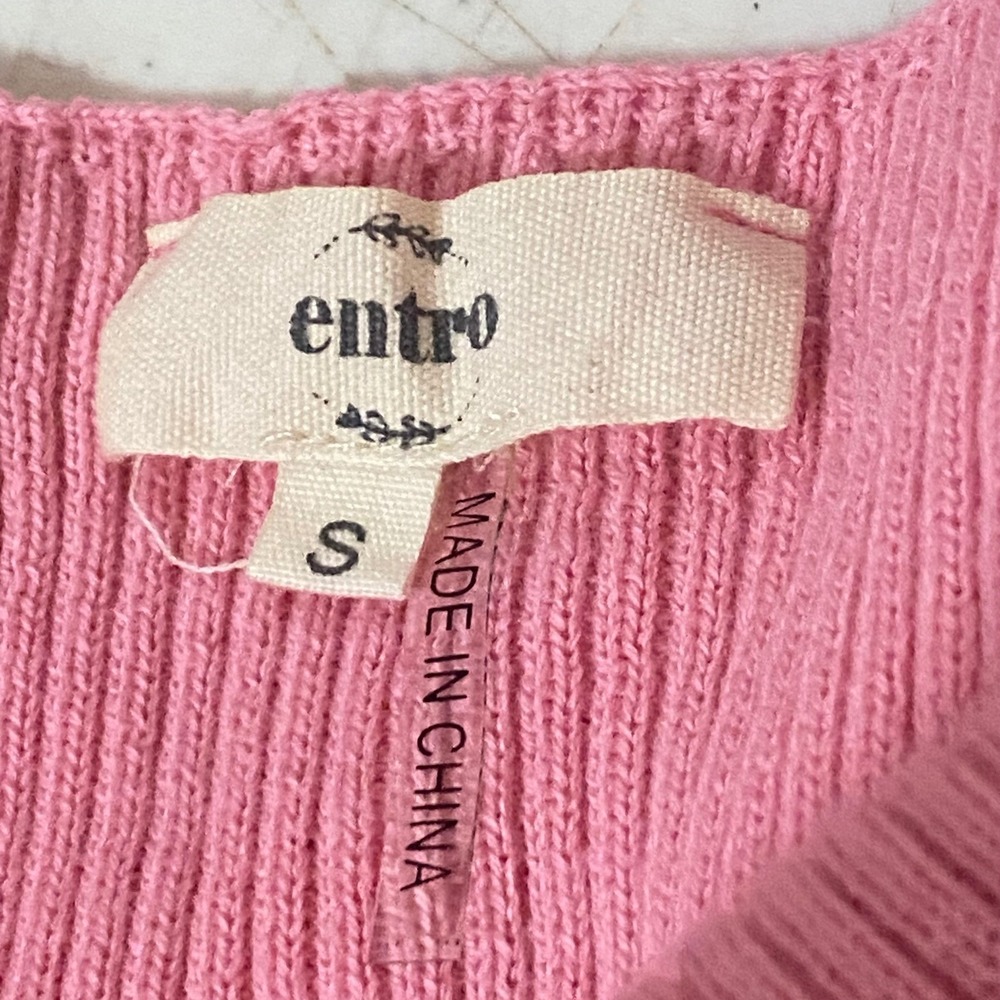 Pink Bow Crop Sweater S Balletcore Soft Girl‎ Romantic Square Neck Puff Sleeve - Picture 5 of 7